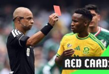 Three red cards shown in opening game of World Cup