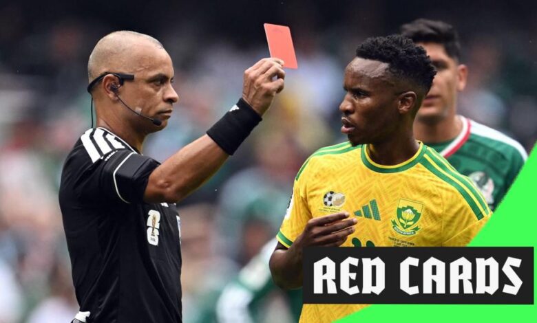 Three red cards shown in opening game of World Cup